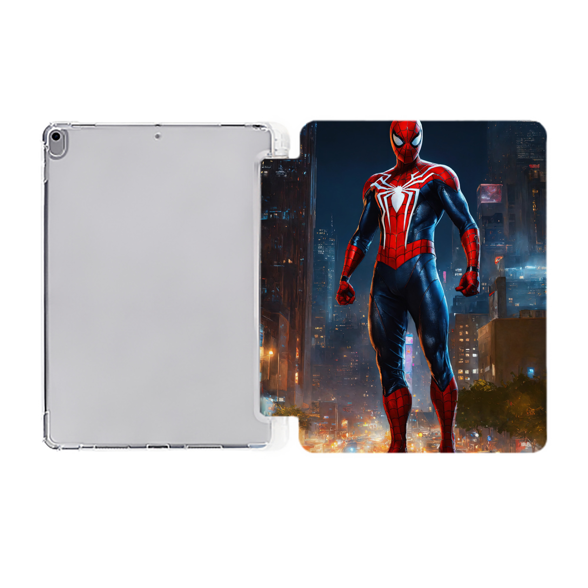（画像用） Spider Man スパイダーマン IPad ケース ペン収納付き 三つ折りスタンド PUレザー×シリコン 対応機種9.5/10.5/10.9インチ